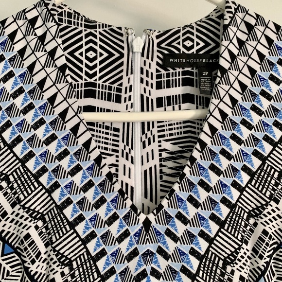 SOLD White House Black Market Cap-Sleeve Geo Printed Sheath Dress Size 2P (NWOT) - Picture 3 of 5